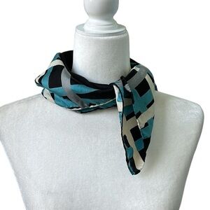 Vintage Baar & Beards Italian Square Silk Geometric Print Scarf